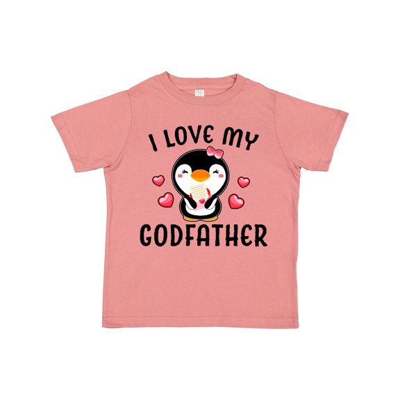 Inktastic I Love My Godfather with Cute Penguin and Hearts Girls Toddler T-Shirt