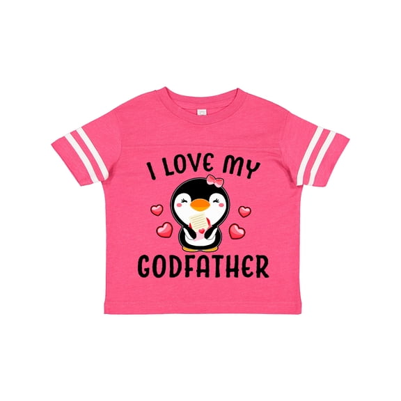 Inktastic I Love My Godfather with Cute Penguin and Hearts Girls Toddler T-Shirt