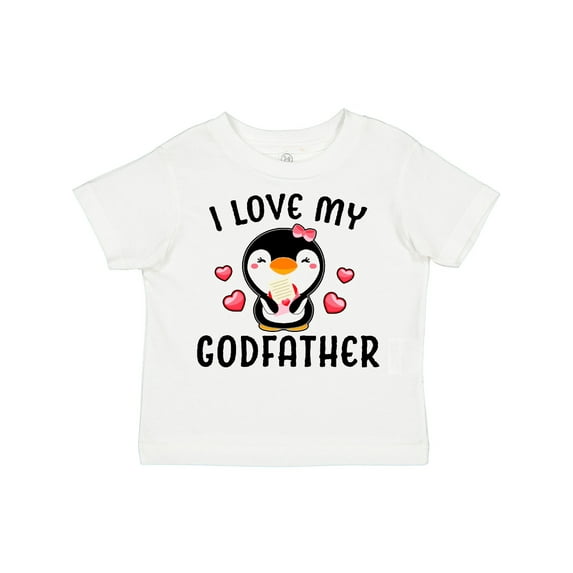 Inktastic I Love My Godfather with Cute Penguin and Hearts Girls Toddler T-Shirt