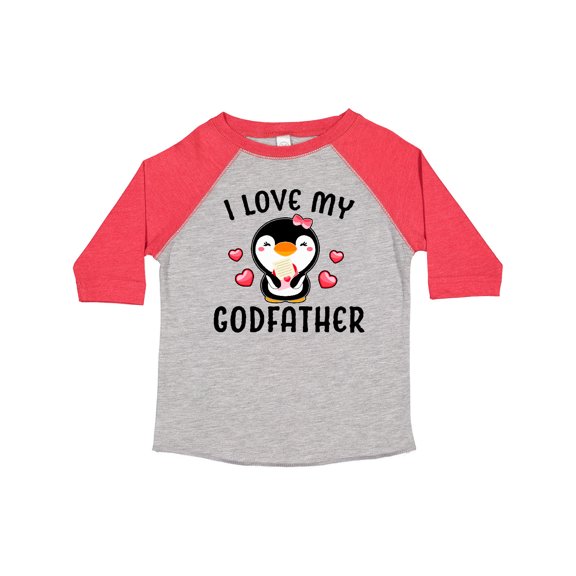 Inktastic I Love My Godfather with Cute Penguin and Hearts Girls Toddler T-Shirt