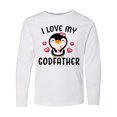 thumbnail image 1 of Inktastic I Love My Godfather with Cute Penguin and Hearts Long Sleeve Youth T-Shirt, 1 of 5