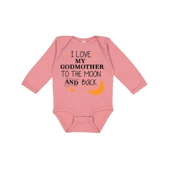 Inktastic I Love My Godmother to the Moon and Back Boys or Girls Long Sleeve Baby Bodysuit