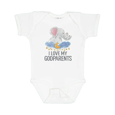 Inktastic I Love My Godparents Cute Elephants in Night Sky Boys or Girls Baby Bodysuit