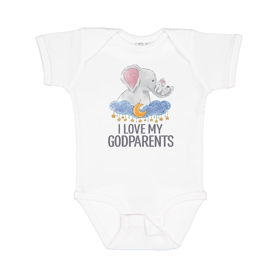 Inktastic I Love My Godparents Cute Elephants in Night Sky Boys or Girls Baby Bodysuit