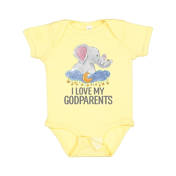 Inktastic I Love My Godparents Cute Elephants in Night Sky Boys or Girls Baby Bodysuit