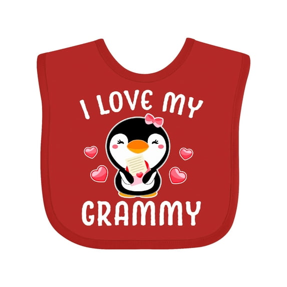 Inktastic I Love My Grammy with Cute Penguin and Hearts Girls Baby Bib