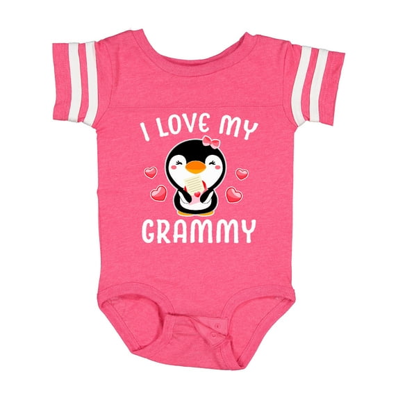 Inktastic I Love My Grammy with Cute Penguin and Hearts Girls Baby Bodysuit