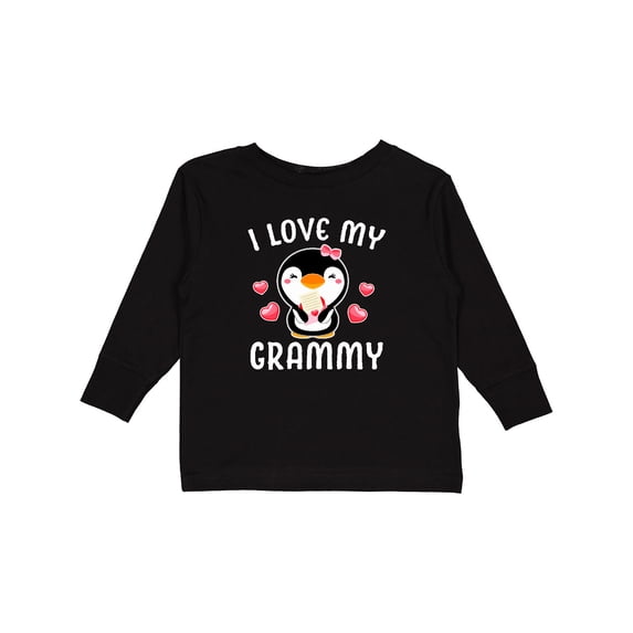Inktastic I Love My Grammy with Cute Penguin and Hearts Girls Long Sleeve Toddler T-Shirt