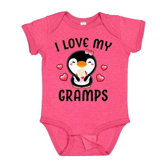 Inktastic I Love My Gramps with Cute Penguin and Hearts Girls Baby Bodysuit