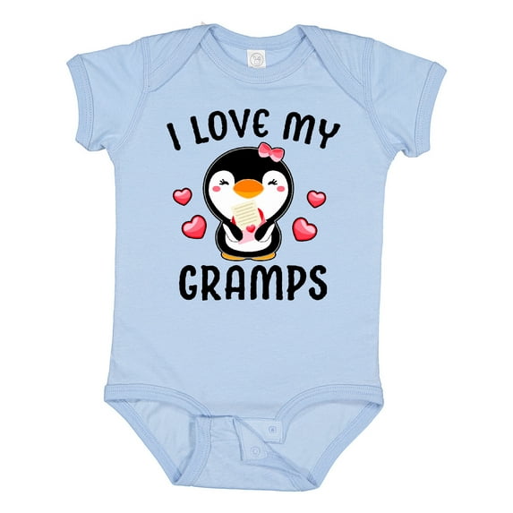 Inktastic I Love My Gramps with Cute Penguin and Hearts Girls Baby Bodysuit