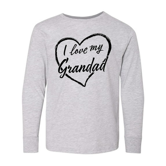 Inktastic I Love My Grandad in Black Chalk Heart Long Sleeve Youth T-Shirt