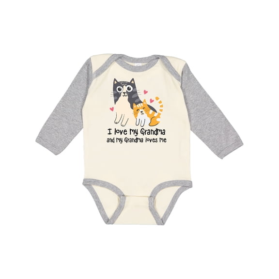 Inktastic I Love My Grandma Loves Me Cat Boys or Girls Long Sleeve Baby Bodysuit