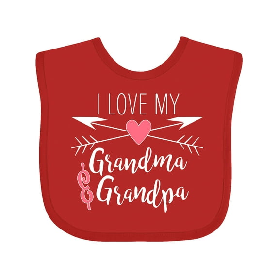 Inktastic I Love My Grandma and Grandpa Heart and Arrows Boys or Girls Baby Bib