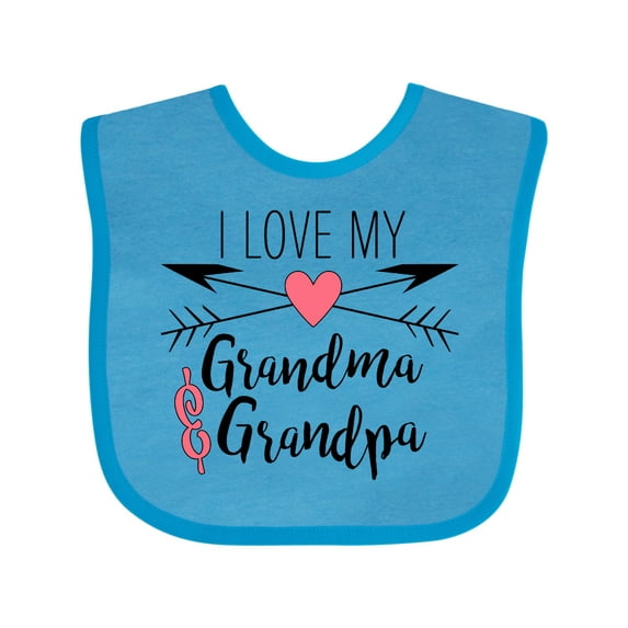 Inktastic I Love My Grandma and Grandpa Heart and Arrows Boys or Girls Baby Bib