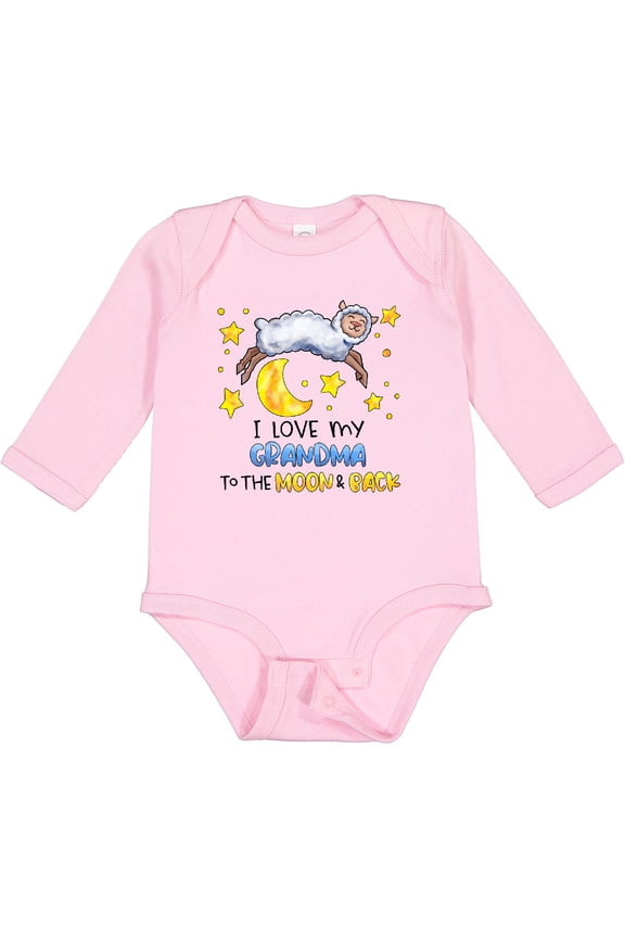 I Love My Grandma to the Moon and Back Cute Sheep Boys or Girls Long Sleeve Baby Bodysuit