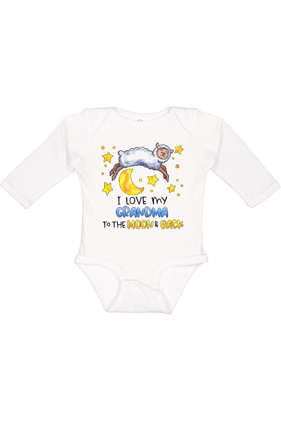I Love My Grandma to the Moon and Back Cute Sheep Boys or Girls Long Sleeve Baby Bodysuit