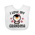 thumbnail image 1 of Inktastic I Love My Grandma with Cute Penguin and Hearts Girls Baby Bib, 1 of 4