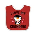 thumbnail image 1 of Inktastic I Love My Grandma with Cute Penguin and Hearts Girls Baby Bib, 1 of 4