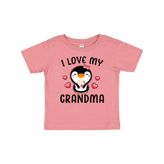Inktastic I Love My Grandma with Cute Penguin and Hearts Girls Baby T-Shirt