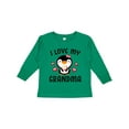 thumbnail image 1 of Inktastic I Love My Grandma with Cute Penguin and Hearts Girls Long Sleeve Toddler T-Shirt, 1 of 5