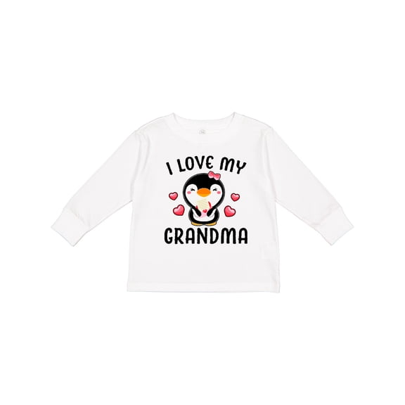 Inktastic I Love My Grandma with Cute Penguin and Hearts Girls Long Sleeve Toddler T-Shirt