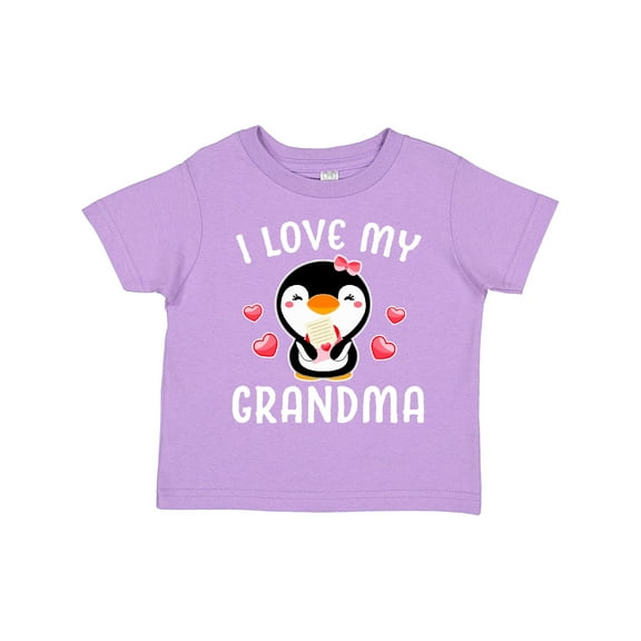 Inktastic I Love My Grandma with Cute Penguin and Hearts Girls Toddler T-Shirt