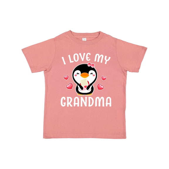 Inktastic I Love My Grandma with Cute Penguin and Hearts Girls Toddler T-Shirt