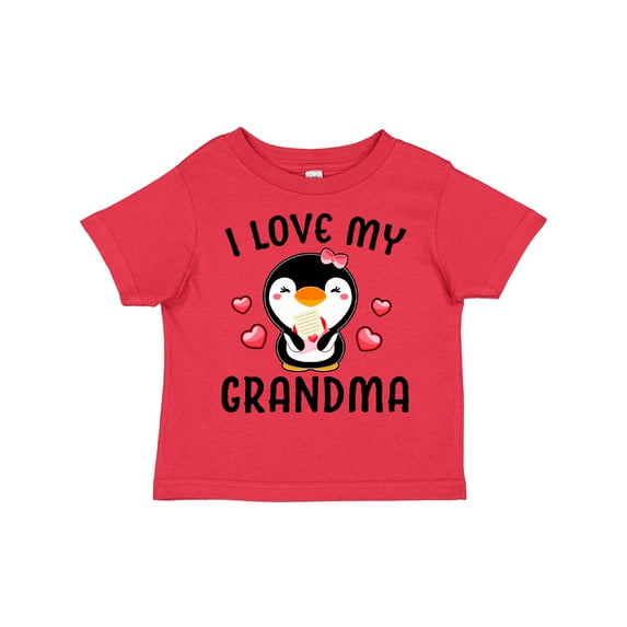 Inktastic I Love My Grandma with Cute Penguin and Hearts Girls Toddler T-Shirt