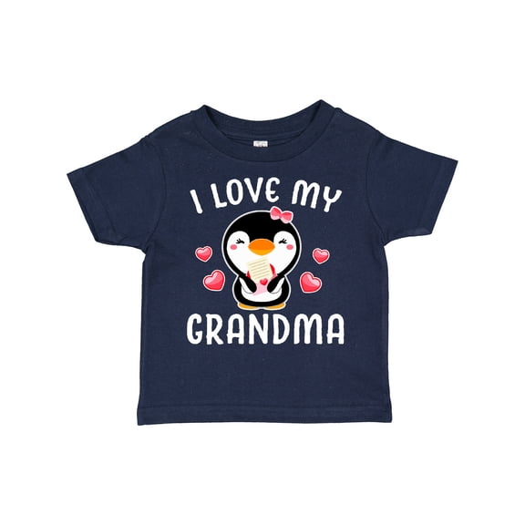 Inktastic I Love My Grandma with Cute Penguin and Hearts Girls Toddler T-Shirt