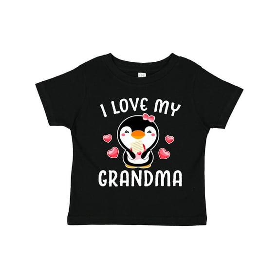 Inktastic I Love My Grandma with Cute Penguin and Hearts Girls Toddler T-Shirt