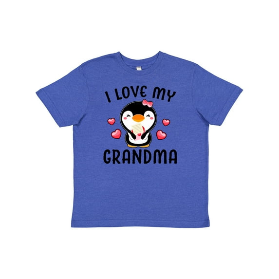 Inktastic I Love My Grandma with Cute Penguin and Hearts Youth T-Shirt