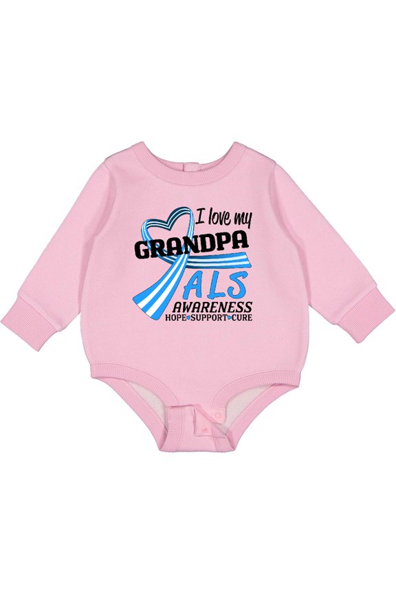 I Love My Grandpa ALS Awareness Support, Care, Cure Baby Fleece Bodysuit