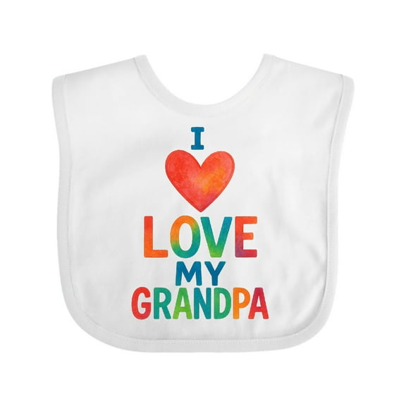 Inktastic I Love My Grandpa Colorful Heart Boys or Girls Baby Bib