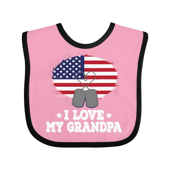 Inktastic I Love My Grandpa Military Grandson Boys or Girls Baby Bib
