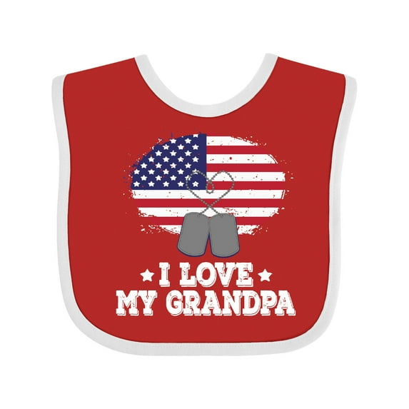 Inktastic I Love My Grandpa Military Grandson Boys or Girls Baby Bib