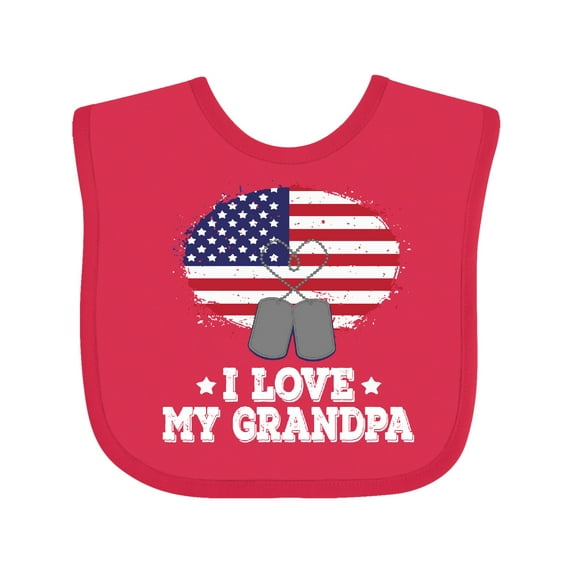 Inktastic I Love My Grandpa Military Grandson Boys or Girls Baby Bib