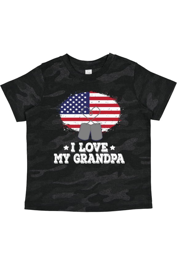 I Love My Grandpa Military Grandson Boys or Girls Toddler T-Shirt