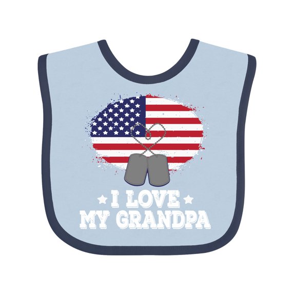 Inktastic I Love My Grandpa Military Grandson Boys or Girls Baby Bib