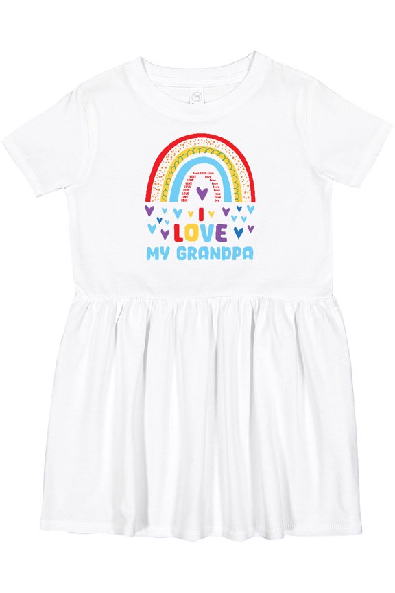 I Love My Grandpa Rainbow Hearts Girls Toddler Dress