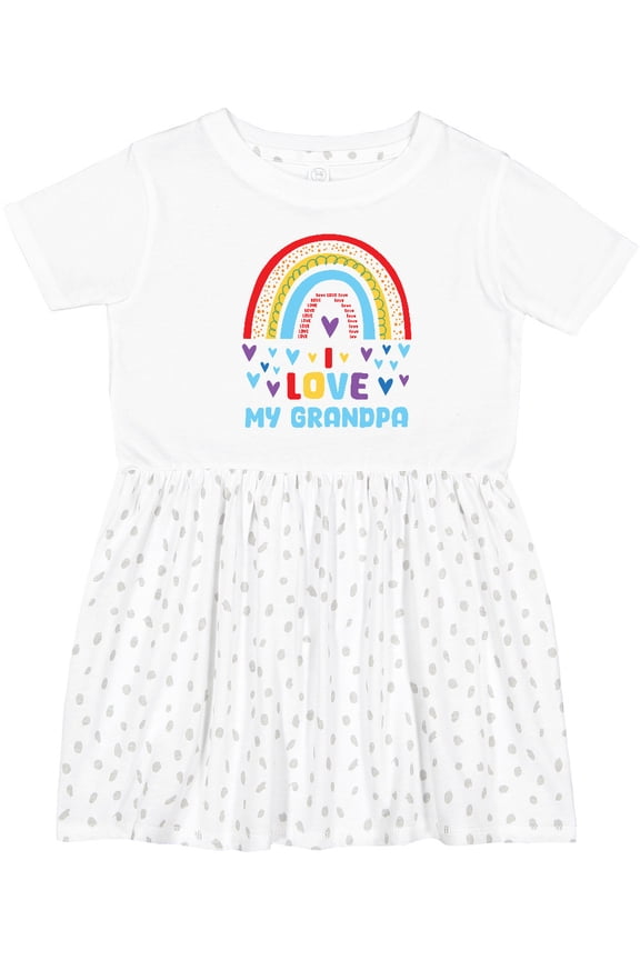 I Love My Grandpa Rainbow Hearts Girls Toddler Dress