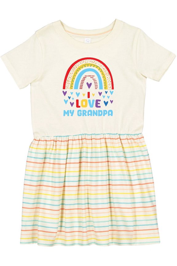 I Love My Grandpa Rainbow Hearts Girls Toddler Dress