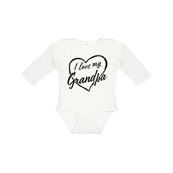 Inktastic I Love My Grandpa in Black Chalk Heart Boys or Girls Long Sleeve Baby Bodysuit