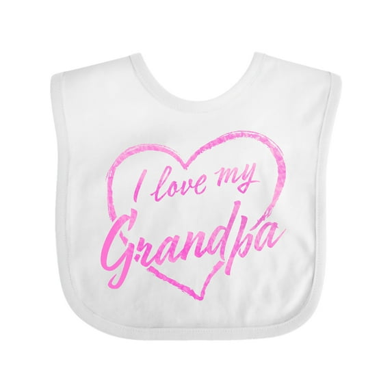 Inktastic I Love My Grandpa in Pink Chalk Heart Boys or Girls Baby Bib