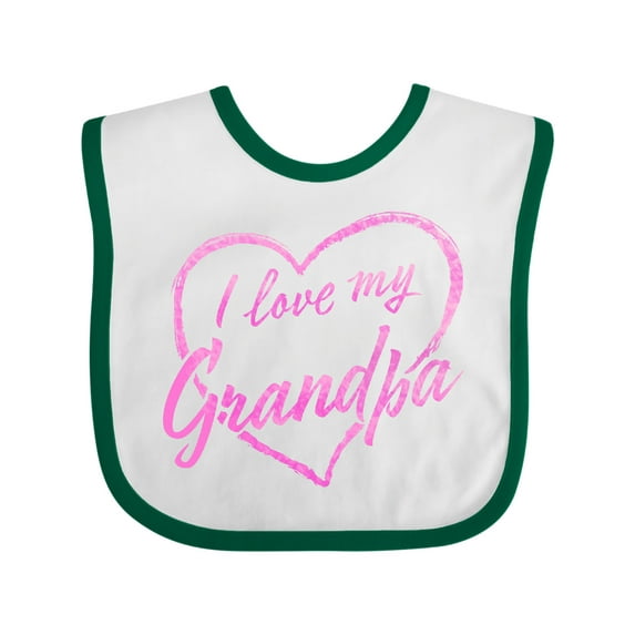 Inktastic I Love My Grandpa in Pink Chalk Heart Boys or Girls Baby Bib
