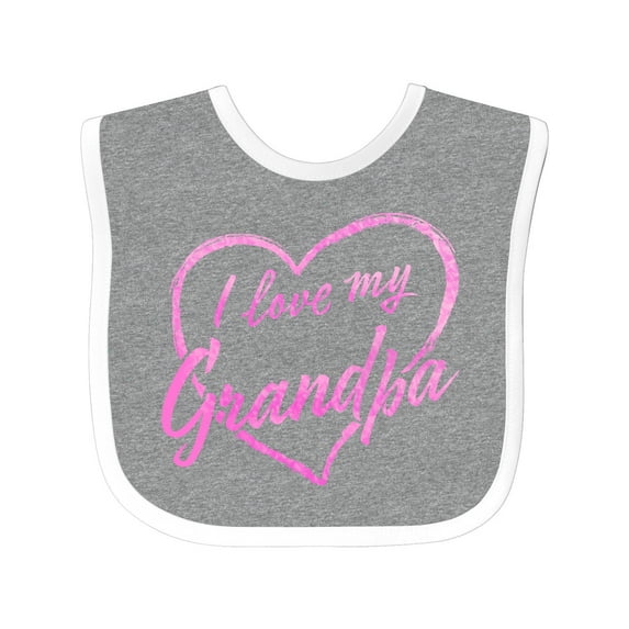 Inktastic I Love My Grandpa in Pink Chalk Heart Boys or Girls Baby Bib