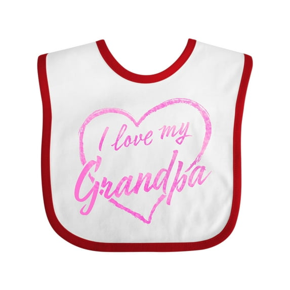 Inktastic I Love My Grandpa in Pink Chalk Heart Boys or Girls Baby Bib