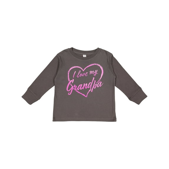 Inktastic I Love My Grandpa in Pink Chalk Heart Boys or Girls Long Sleeve Toddler T-Shirt