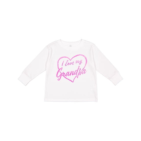 Inktastic I Love My Grandpa in Pink Chalk Heart Boys or Girls Long Sleeve Toddler T-Shirt