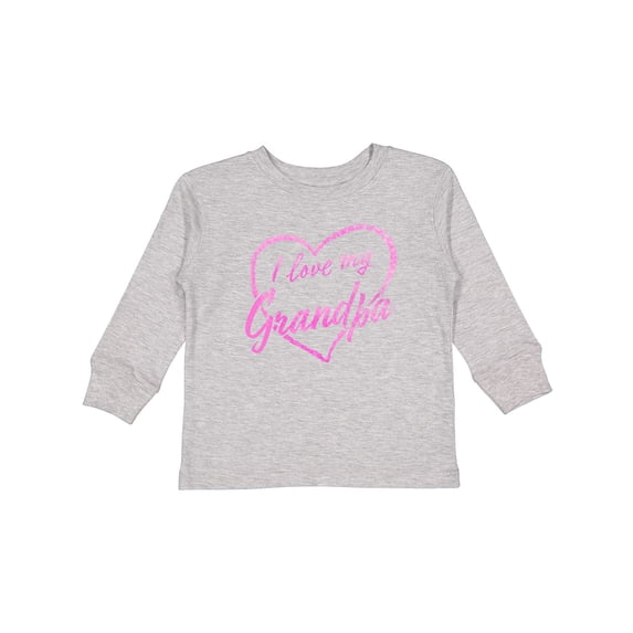 Inktastic I Love My Grandpa in Pink Chalk Heart Boys or Girls Long Sleeve Toddler T-Shirt