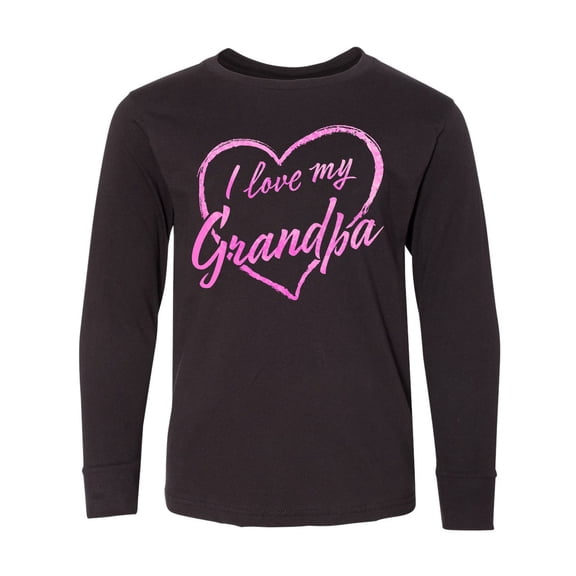 Inktastic I Love My Grandpa in Pink Chalk Heart Long Sleeve Youth T-Shirt